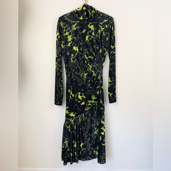 Dries Van Noten Henalis Velvet Green and Black Dress - Picture 6 of 16